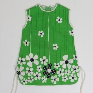Vintage 1970s Flower Print Sleeveless Tunic Size 6/7